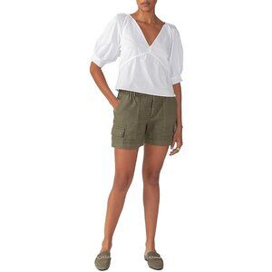 New With Tags Sanctuary Womens White Cotton Crop Blouse Size L